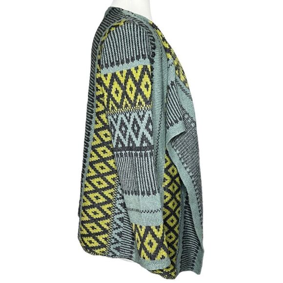 J.JILL Juniper Boho Geometric Aztec Jacquard Knit Draped Front Cardigan Sweater - Picture 4 of 8